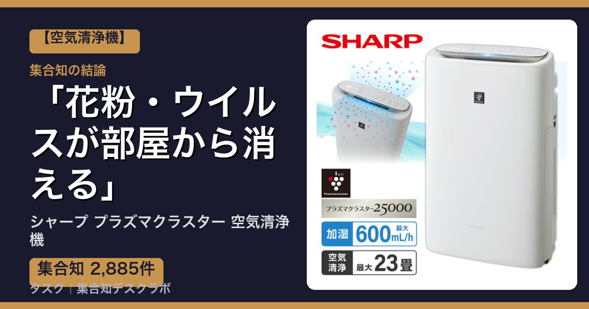 シャープ プラズマクラスター 空気清浄機の口コミ｜2,885件調べて分かった「花粉・ウイルスが部屋から消える」｜評判・デメリット【2026】