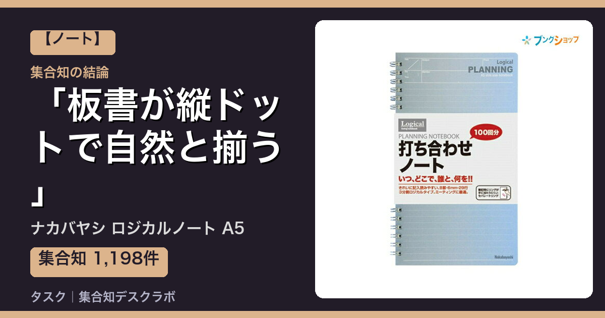ナカバヤシ ロジカルノート A5の口コミ｜1,198件調べて分かった「板書が縦ドットで自然と揃う」｜評判・デメリット【2026】