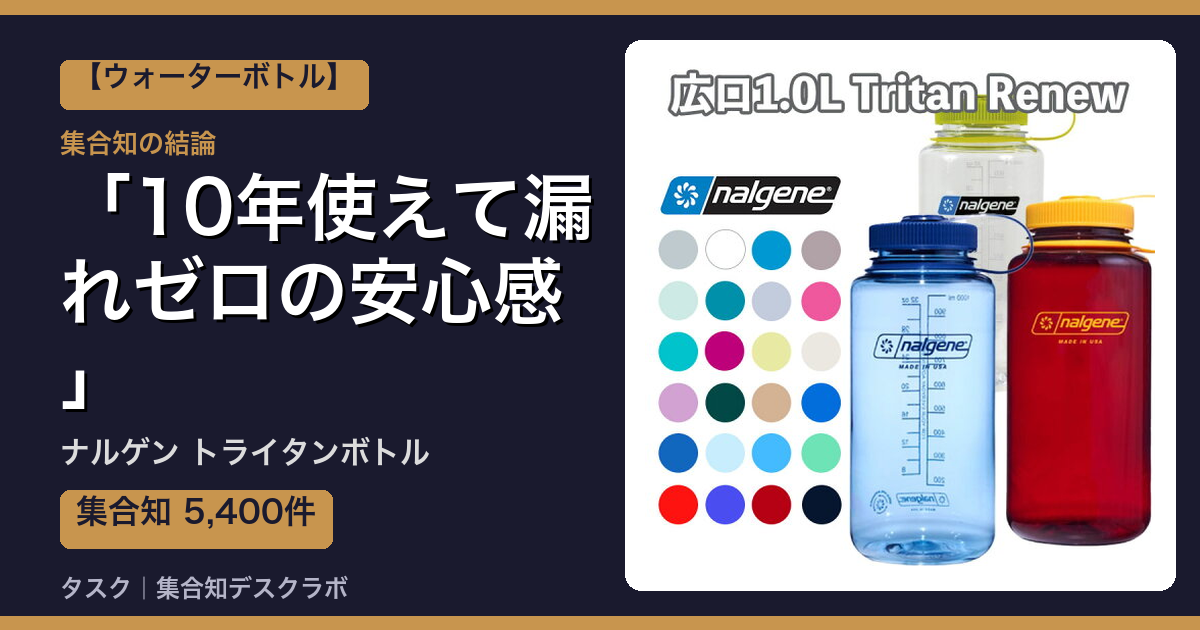 ナルゲン トライタンボトルの口コミ｜5,400件調べて分かった「10年使えて漏れゼロの安心感」｜評判・デメリット【2026】