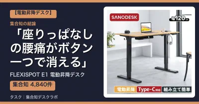 FLEXISPOT E1 電動昇降デスクの口コミ・評判｜座りっぱなしの腰痛がボタン一つで消える【2026】