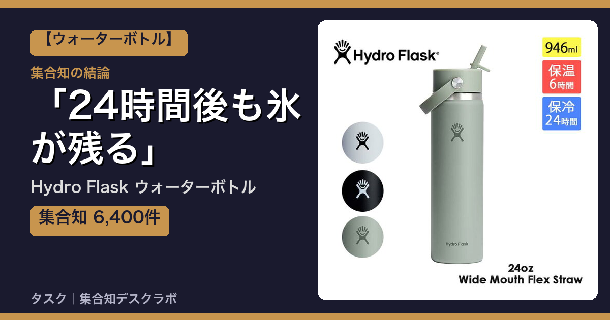 Hydro Flask ウォーターボトルの口コミ｜6,400件調べて分かった「24時間後も氷が残る」｜評判・デメリット【2026】