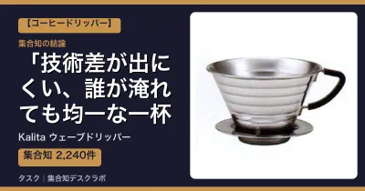 Kalita ウェーブドリッパーの口コミ・評判｜技術差が出にくい、誰が淹れても均一な一杯【2026】