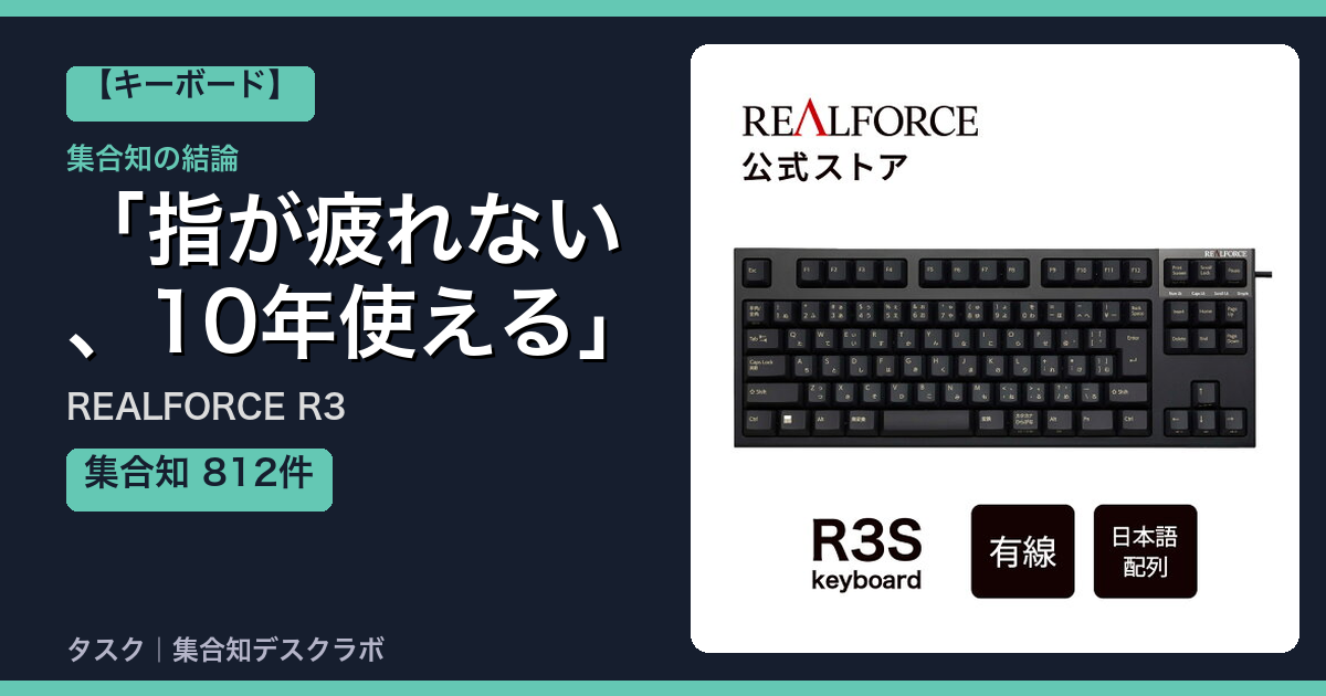 REALFORCE R3の口コミ｜812件調べて分かった「指が疲れない、10年使える」｜評判・デメリット【2026】