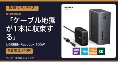 UGREEN Revodok 100Wの口コミ・評判｜ケーブル地獄が1本に収束する【2026】
