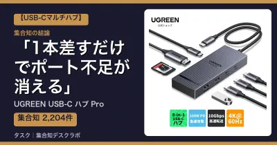 UGREEN USB-C ハブ Proの口コミ・評判｜1本差すだけでポート不足が消える【2026】